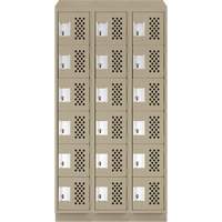 Assembled Lockerettes Clean Line Perforated Economy Lockers, 6 -tier, Bank of 3, 18" x 72" x 12", Steel Cantin et fils