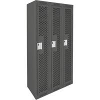 Clean Line Lockers, Bank of 3, 36" x 12" x 72", Steel, Charcoal, Rivet (Assembled), Perforated Cantin et fils