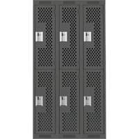 Casiers Clean Line, 2 niveaux, Bloc de 3, 36" x 15" x 72", Acier, Charbon, Rivet (assembl&eacute;), Perfor&eacute; Cantin et fils