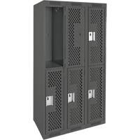 Casiers Clean Line, 2 niveaux, Bloc de 3, 36" x 15" x 72", Acier, Charbon, Rivet (assembl&eacute;), Perfor&eacute; Cantin et fils