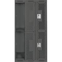 Casiers Clean Line, 2 niveaux, Bloc de 3, 36" x 15" x 72", Acier, Charbon, Rivet (assembl&eacute;), Perfor&eacute; Cantin et fils