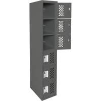 Assembled Lockerettes Clean Line Perforated Economy Lockers, 6 -tier, 18" x 72" x 12", Steel Cantin et fils