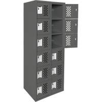 Assembled Lockerettes Clean Line Perforated Economy Lockers, 6 -tier, Bank of 2, 18" x 72" x 12", Steel Cantin et fils