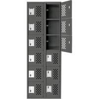 Assembled Lockerettes Clean Line Perforated Economy Lockers, 6 -tier, Bank of 2, 18" x 72" x 12", Steel Cantin et fils
