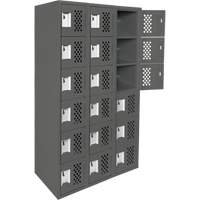 Assembled Lockerettes Clean Line Perforated Economy Lockers, 6 -tier, Bank of 3, 18" x 72" x 12", Steel Cantin et fils