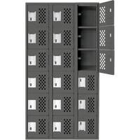 Assembled Lockerettes Clean Line Perforated Economy Lockers, 6 -tier, Bank of 3, 18" x 72" x 12", Steel Cantin et fils