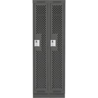 Clean Line Lockers, Bank of 2, 24" x 18" x 76", Steel, Charcoal, Rivet (Assembled), Perforated Cantin et fils