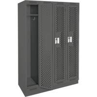 Clean Line Lockers, Bank of 4, 48" x 15" x 76", Steel, Charcoal, Rivet (Assembled), Perforated Cantin et fils