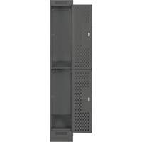 Clean Line Lockers, 2 -tier, 12" x 12" x 76", Steel, Charcoal, Rivet (Assembled), Perforated Cantin et fils