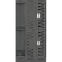 Clean Line Lockers, 2 -tier, Bank of 3, 36" x 12" x 76", Steel, Charcoal, Rivet (Assembled), Perforated Cantin et fils
