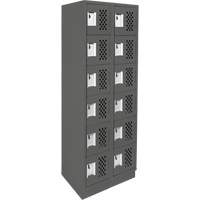Assembled Lockerettes Clean Line Perforated Economy Lockers, 6 -tier, Bank of 2, 18" x 72" x 12", Steel Cantin et fils