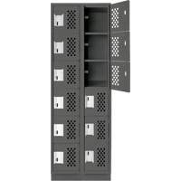 Assembled Lockerettes Clean Line Perforated Economy Lockers, 6 -tier, Bank of 2, 18" x 72" x 12", Steel Cantin et fils