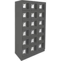 Assembled Lockerettes Clean Line Perforated Economy Lockers, 6 -tier, Bank of 3, 18" x 72" x 12", Steel Cantin et fils