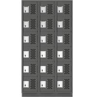 Assembled Lockerettes Clean Line Perforated Economy Lockers, 6 -tier, Bank of 3, 18" x 72" x 12", Steel Cantin et fils