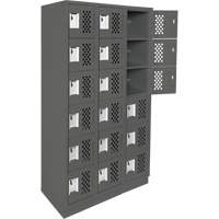 Assembled Lockerettes Clean Line Perforated Economy Lockers, 6 -tier, Bank of 3, 18" x 72" x 12", Steel Cantin et fils