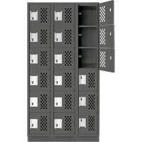 Assembled Lockerettes Clean Line Perforated Economy Lockers, 6 -tier, Bank of 3, 18" x 72" x 12", Steel Cantin et fils