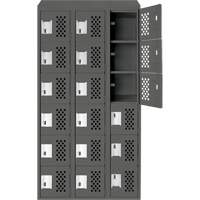 Clean-Line Perforated Lockerette, 6 -tier, Bank of 3, 12" x 72" x 12", Steel Cantin et fils