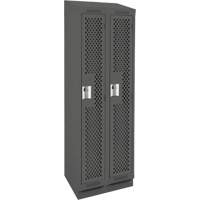 Clean Line Lockers, Bank of 2, 24" x 12" x 82", Steel, Charcoal, Rivet (Assembled), Perforated Cantin et fils