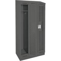 Clean Line Lockers, Bank of 3, 36" x 12" x 82", Steel, Charcoal, Rivet (Assembled), Perforated Cantin et fils