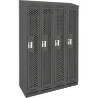 Clean Line Lockers, Bank of 4, 48" x 12" x 82", Steel, Charcoal, Rivet (Assembled), Perforated Cantin et fils
