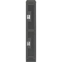 Clean Line Lockers, 2 -tier, 12" x 15" x 82", Steel, Charcoal, Rivet (Assembled), Perforated Cantin et fils