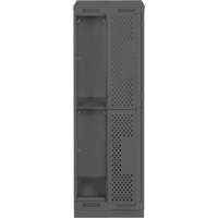 Clean Line Lockers, 2 -tier, Bank of 2, 24" x 15" x 82", Steel, Charcoal, Rivet (Assembled), Perforated Cantin et fils