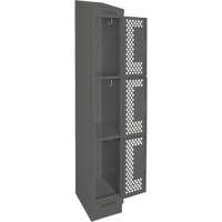 Clean Line Lockers, 3 -tier, 12" x 18" x 82", Steel, Charcoal, Rivet (Assembled), Perforated Cantin et fils