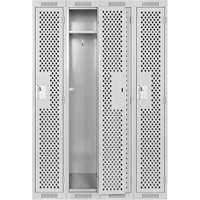Clean Line Lockers, Bank of 4, 48" x 12" x 72", Steel, Grey, Rivet (Assembled), Perforated Cantin et fils