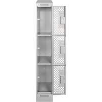 Clean Line Lockers, 3 -tier, 12" x 12" x 72", Steel, Grey, Rivet (Assembled), Perforated Cantin et fils