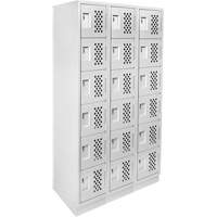 Assembled Lockerettes Clean Line Perforated Economy Lockers, 6 -tier, Bank of 3, 18" x 72" x 12", Steel Cantin et fils