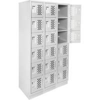 Assembled Lockerettes Clean Line Perforated Economy Lockers, 6 -tier, Bank of 3, 18" x 72" x 12", Steel Cantin et fils