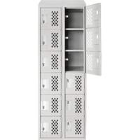 Petit casier perfor&eacute; Clean-Line, 6 niveaux, Bloc de 2, 12" x 72" x 12", Acier Cantin et fils
