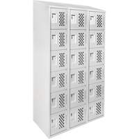 Clean-Line Perforated Lockerette, 6 -tier, Bank of 3, 12" x 72" x 12", Steel Cantin et fils