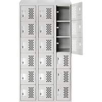 Clean-Line Perforated Lockerette, 6 -tier, Bank of 3, 12" x 72" x 12", Steel Cantin et fils