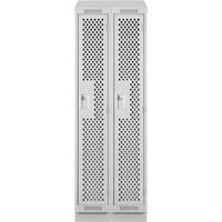 Clean Line Lockers, Bank of 2, 24" x 12" x 82", Steel, Grey, Rivet (Assembled), Perforated Cantin et fils