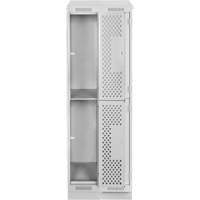 Clean Line Lockers, 2 -tier, Bank of 2, 24" x 15" x 82", Steel, Grey, Rivet (Assembled), Perforated Cantin et fils