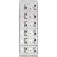 Assembled Lockerettes Clean Line Perforated Economy Lockers, 6 -tier, Bank of 2, 18" x 72" x 12", Steel Cantin et fils