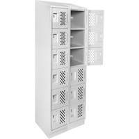 Assembled Lockerettes Clean Line Perforated Economy Lockers, 6 -tier, Bank of 2, 18" x 72" x 12", Steel Cantin et fils