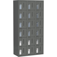 Concorde Heavy-Duty Lockers, 6 -tier, Bank of 3, 36" x 18" x 72", Steel, Charcoal, Welded (Assembled) Cantin et fils