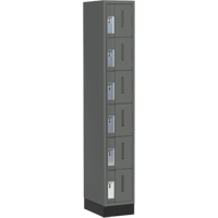Concorde Heavy-Duty Lockers, 6 -tier, 12" x 18" x 76", Steel, Charcoal, Welded (Assembled) Cantin et fils