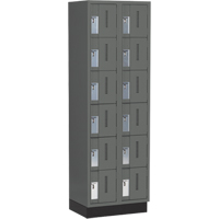 Concorde Heavy-Duty Lockers, 6 -tier, Bank of 2, 24" x 18" x 76", Steel, Charcoal, Welded (Assembled) Cantin et fils