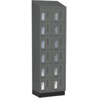 Concorde Heavy-Duty Lockers, 6 -tier, Bank of 2, 24" x 18" x 82", Steel, Charcoal, Welded (Assembled) Cantin et fils