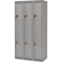 Lockers, 2 -tier, Bank of 3, 36" x 18" x 72", Steel, Grey, Knocked Down Cantin et fils