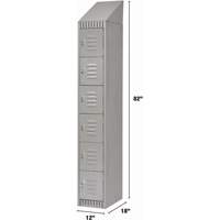 Lockers, 6 -tier, 12" x 18" x 82", Steel, Grey, Knocked Down Cantin et fils