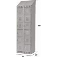 Lockers, 6 -tier, Bank of 2, 24" x 18" x 82", Steel, Grey, Knocked Down Cantin et fils