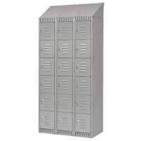 Lockers, 6 -tier, Bank of 3, 36" x 18" x 82", Steel, Grey, Knocked Down Cantin et fils