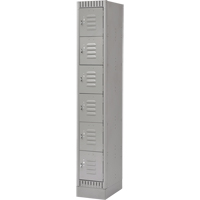 Lockers, 6 -tier, 12" x 18" x 76", Steel, Grey, Knocked Down Cantin et fils