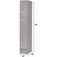 Lockers, 6 -tier, 12" x 18" x 76", Steel, Grey, Knocked Down Cantin et fils