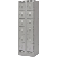 Lockers, 6 -tier, Bank of 2, 24" x 18" x 76", Steel, Grey, Knocked Down Cantin et fils