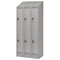 Lockers, 2 -tier, Bank of 3, 36" x 18" x 86", Steel, Grey, Knocked Down Cantin et fils